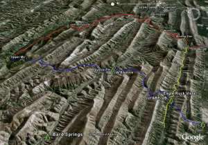 Aerial view to the east of the Eagle Rock Loop using Google Earth imagery.